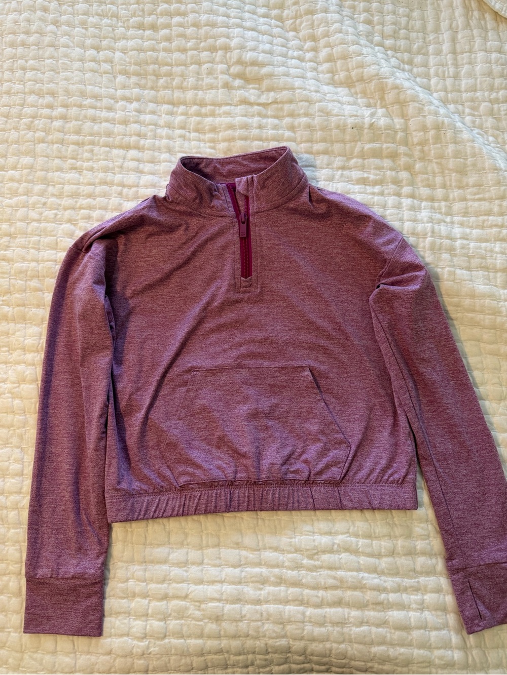 Girl’s Half-Zip Pullover Sweatshirt - Mauve Pink